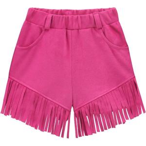 imageNoomelfish Kids Faux Suede Fringe Shorts Tassel Cowgirl Outfits with Pockets 512 YearsHot Pink