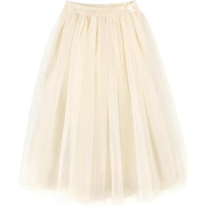 imageNoomlfish Kids Long Tutu Skirts Flower Girl Tulle Party Maxi Skirt 412 YearsIvory Beige