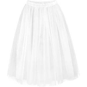 imageNoomlfish Kids Long Tutu Skirts Flower Girl Tulle Party Maxi Skirt 412 YearsWhite