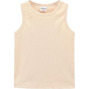 imageNoomelfish Girls Ribbed Racerback Tank Tops Cotton Cute Basic Dance Sleeveless Shirts 412 YearsBeige