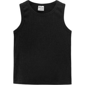 imageNoomelfish Girls Ribbed Racerback Tank Tops Cotton Cute Basic Dance Sleeveless Shirts 412 YearsBlack