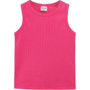 imageNoomelfish Girls Ribbed Racerback Tank Tops Cotton Cute Basic Dance Sleeveless Shirts 412 YearsHot Pink