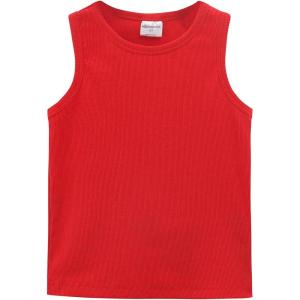 imageNoomelfish Girls Ribbed Racerback Tank Tops Cotton Cute Basic Dance Sleeveless Shirts 412 YearsRed