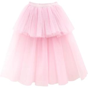 imageNoomlfish Girls High Low Long Tutu Skirts Kids Tulle Party Maxi Skirt 412 YearsLight Pink