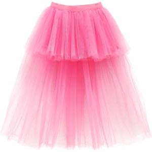imageNoomlfish Girls High Low Long Tutu Skirts Kids Tulle Party Maxi Skirt 412 YearsPink