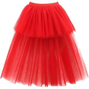 imageNoomlfish Girls High Low Long Tutu Skirts Kids Tulle Party Maxi Skirt 412 YearsRed