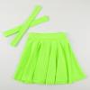 imageNoomelfish Girls Suspender Skater Skirt Stretchy Cotton Flared Overall Dress 412 YearsNeon Green