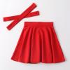 imageNoomelfish Girls Suspender Skater Skirt Stretchy Cotton Flared Overall Dress 412 YearsRed