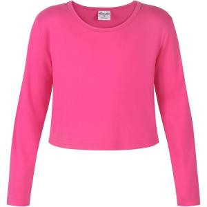 imageNoomelfish Girls Long Sleeve Crop Tops Kids Cute Dance Cropped TShirts 514 Years 512 YearsHot Pink