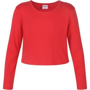imageNoomelfish Girls Long Sleeve Crop Tops Kids Cute Dance Cropped TShirts 514 Years 512 YearsRed