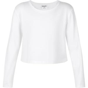 imageNoomelfish Girls Long Sleeve Crop Tops Kids Cute Dance Cropped TShirts 514 Years 512 YearsWhite