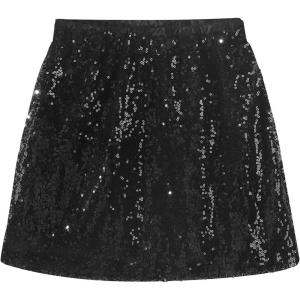 imageNoomelfish Girls Sparkly Sequin Skirt Kids Elastic Waist Mini Pencil Skirts 512 YearsBlack