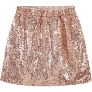 imageNoomelfish Girls Sparkly Sequin Skirt Kids Elastic Waist Mini Pencil Skirts 512 YearsChampagne