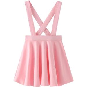 imageNoomelfish Girls Suspender Skater Skirt Stretchy Cotton Flared Overall Dress 412 YearsPink