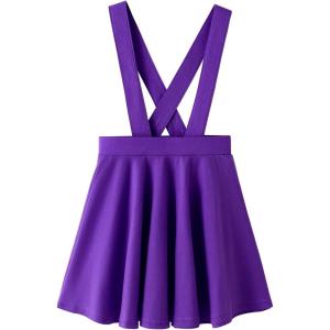 imageNoomelfish Girls Suspender Skater Skirt Stretchy Cotton Flared Overall Dress 412 YearsPurple