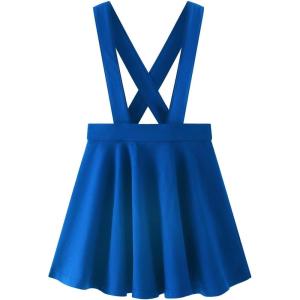 imageNoomelfish Girls Suspender Skater Skirt Stretchy Cotton Flared Overall Dress 412 YearsRoyal Blue