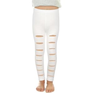imageNoomelfish Girls Ripped Leggings Stretch Cutout Distressed Yoga Pants512 YearsWhite