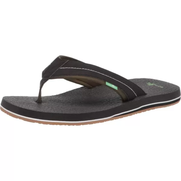Sanuk Mens Beer Cozy 2 FlipFlopBlackDark Olive