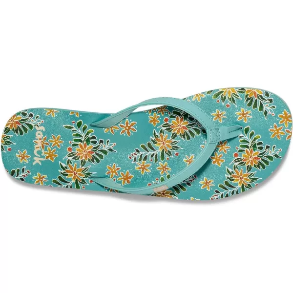Sanuk Womens Yoga Joy Vintage Floral FlipFlopAqua Splash
