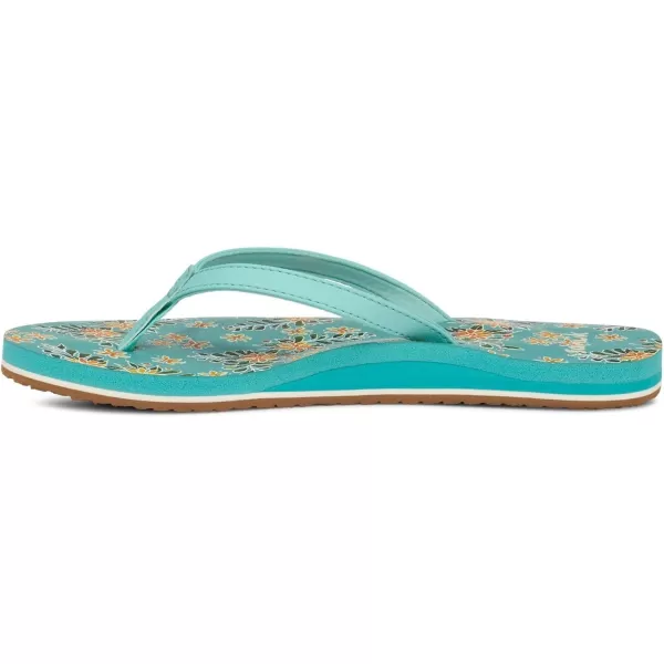 Sanuk Womens Yoga Joy Vintage Floral FlipFlopAqua Splash