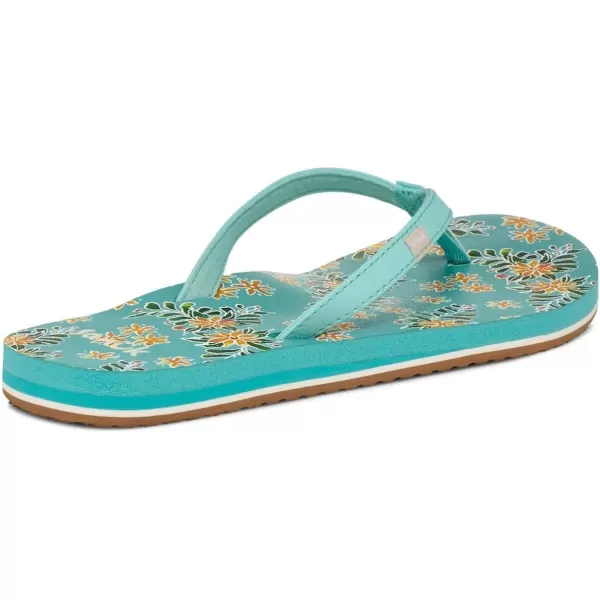 Sanuk Womens Yoga Joy Vintage Floral FlipFlopAqua Splash