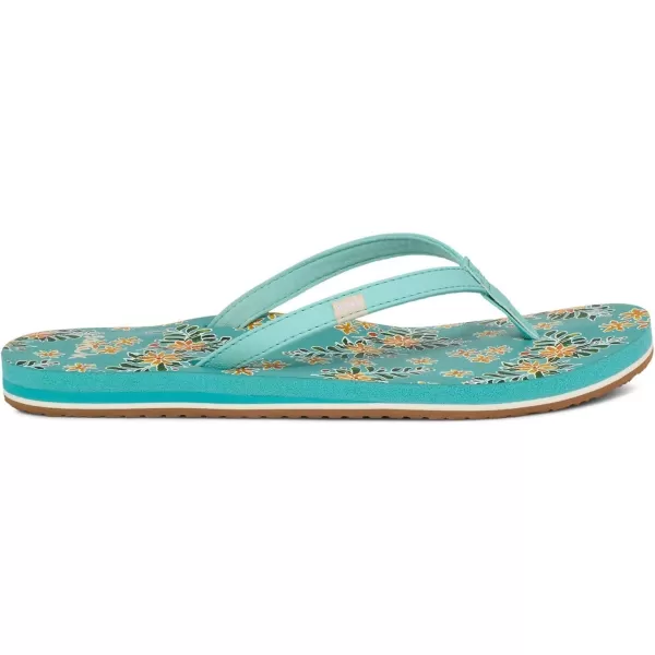 Sanuk Womens Yoga Joy Vintage Floral FlipFlopAqua Splash
