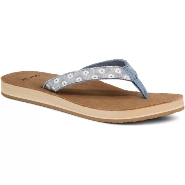 Sanuk Womens Happy Placer Daisy FlipFlopWhite Daisy