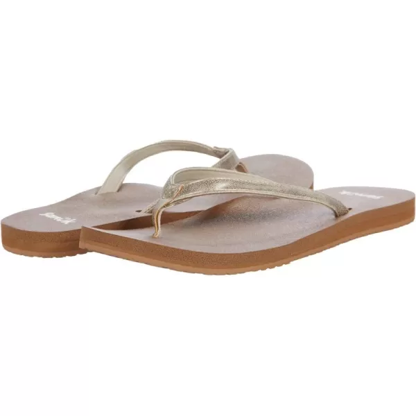 Sanuk Womens Yoga Joy Shimmer Metallic FlipFlopChampagne