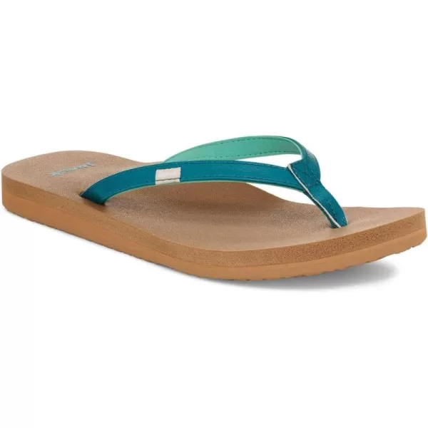 Sanuk Womens Yoga Joy Sparkle FlipFlopDeep Lake