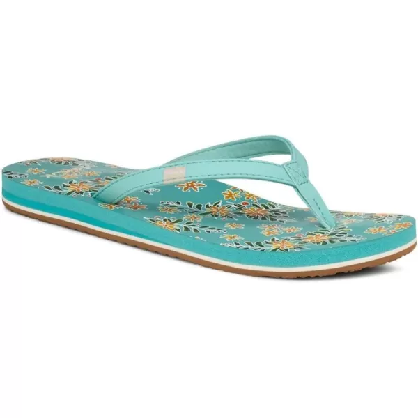 Sanuk Womens Yoga Joy Vintage Floral FlipFlopAqua Splash