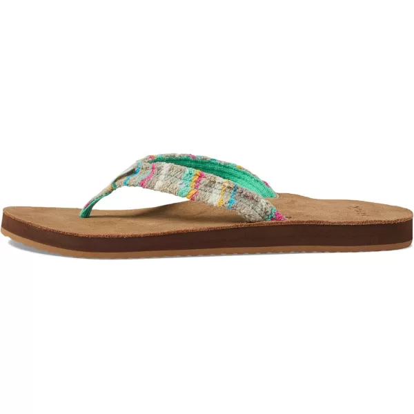 Sanuk Womens Fraidy Cat St FlipFlopTeal Multi