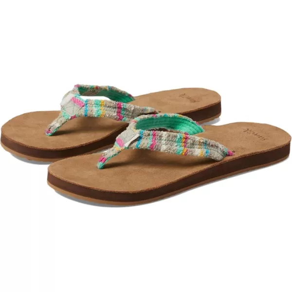 Sanuk Womens Fraidy Cat St FlipFlopTeal Multi
