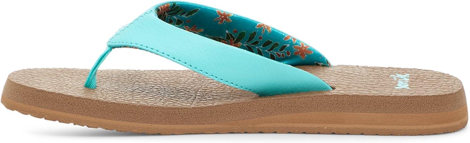 imageSanuk Yoga Mat Vintage Floral  Flip Flops for Women  Yoga Sandals For Women  Womens Beach Sandals  Memory Foam FootbedAqua Splash