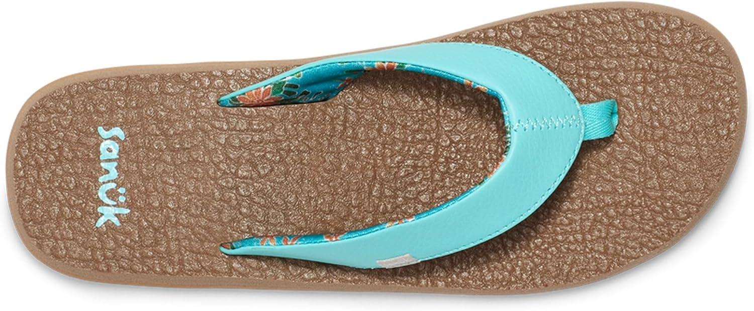 imageSanuk Yoga Mat Vintage Floral  Flip Flops for Women  Yoga Sandals For Women  Womens Beach Sandals  Memory Foam FootbedAqua Splash