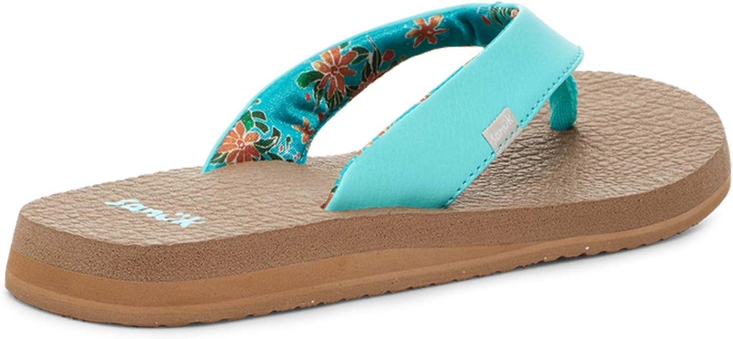 imageSanuk Yoga Mat Vintage Floral  Flip Flops for Women  Yoga Sandals For Women  Womens Beach Sandals  Memory Foam FootbedAqua Splash