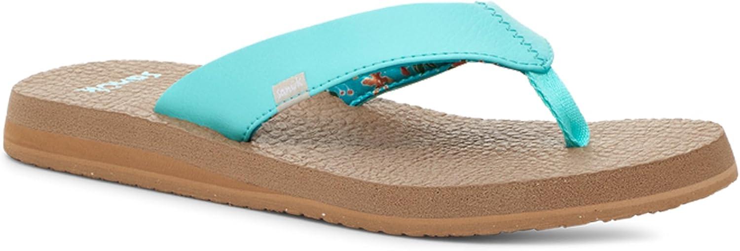 imageSanuk Yoga Mat Vintage Floral  Flip Flops for Women  Yoga Sandals For Women  Womens Beach Sandals  Memory Foam FootbedAqua Splash