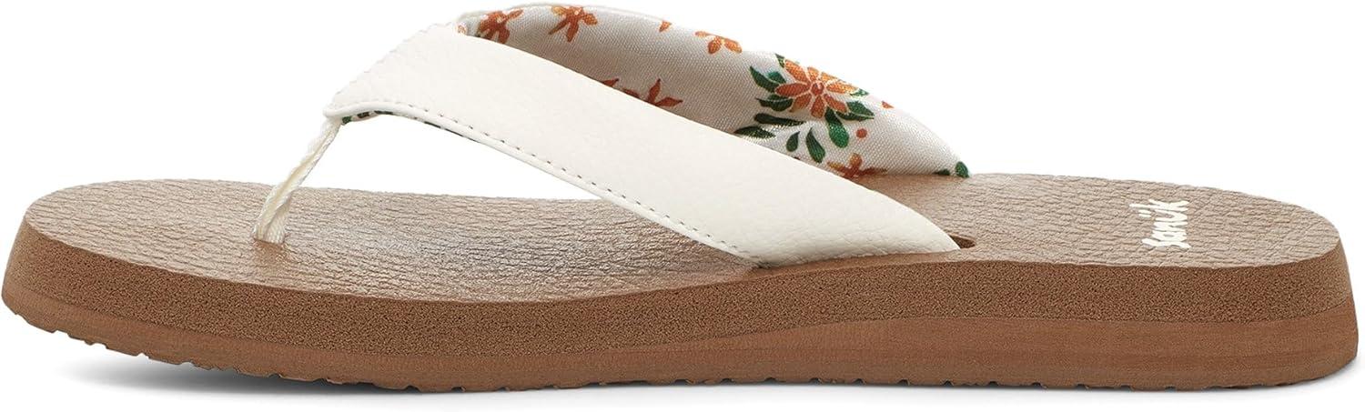 imageSanuk Yoga Mat Vintage Floral  Flip Flops for Women  Yoga Sandals For Women  Womens Beach Sandals  Memory Foam FootbedWhite