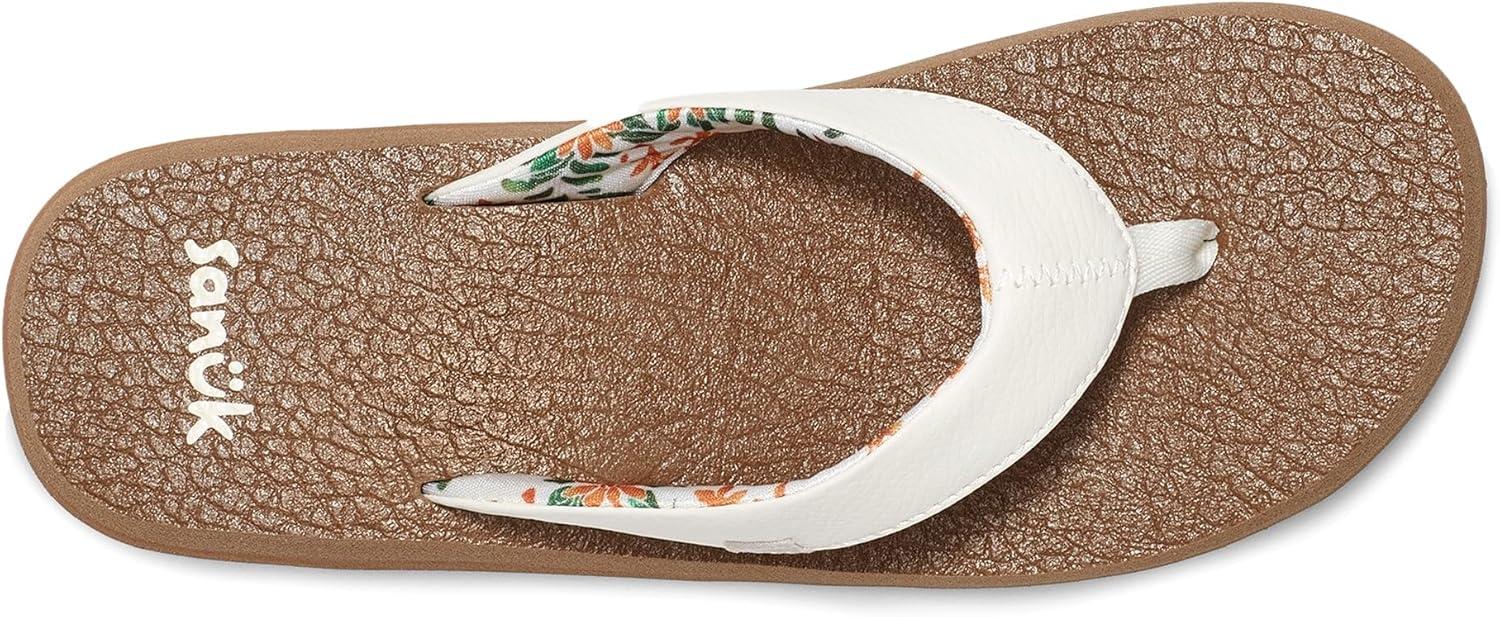imageSanuk Yoga Mat Vintage Floral  Flip Flops for Women  Yoga Sandals For Women  Womens Beach Sandals  Memory Foam FootbedWhite