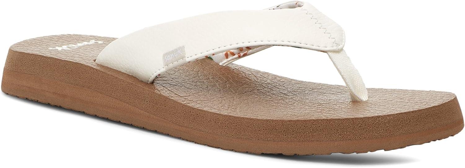 imageSanuk Yoga Mat Vintage Floral  Flip Flops for Women  Yoga Sandals For Women  Womens Beach Sandals  Memory Foam FootbedWhite