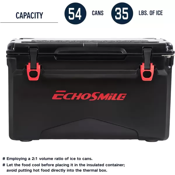 EchoSmile 303540 Quart Rotomolded Cooler 5 Days Protale Ice Cooler Ice Chest Suit for BBQ Camping Pincnic and Other Outdoor ActivitiesBlack
