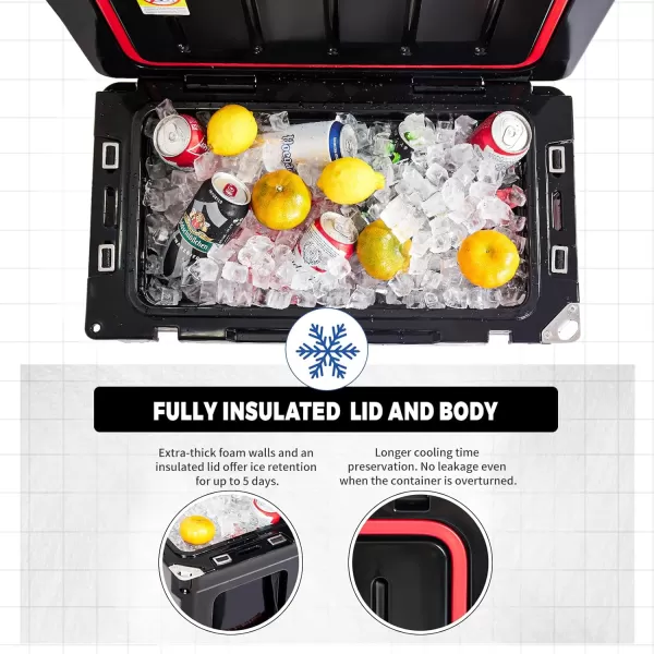 EchoSmile 303540 Quart Rotomolded Cooler 5 Days Protale Ice Cooler Ice Chest Suit for BBQ Camping Pincnic and Other Outdoor ActivitiesBlack