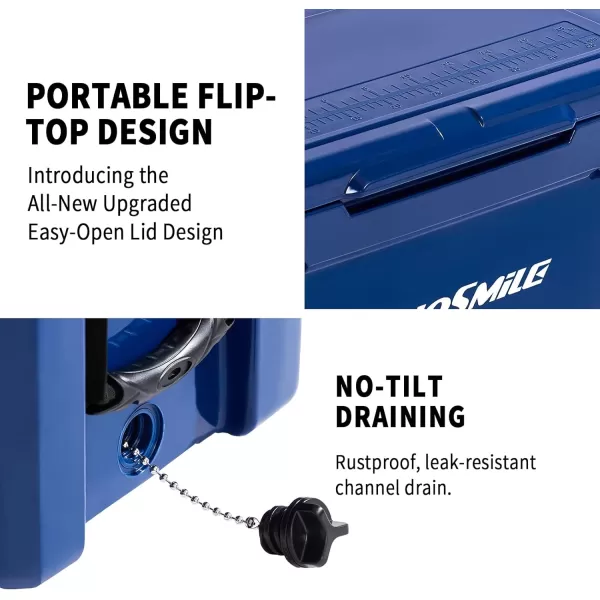 EchoSmile 303540 Quart Rotomolded Cooler 5 Days Protale Ice Cooler Ice Chest Suit for BBQ Camping Pincnic and Other Outdoor ActivitiesDark Blue