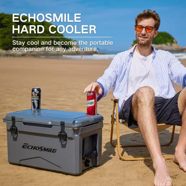 EchoSmile 303540 Quart Rotomolded Cooler 5 Days Protale Ice Cooler Ice Chest Suit for BBQ Camping Pincnic and Other Outdoor ActivitiesGrey