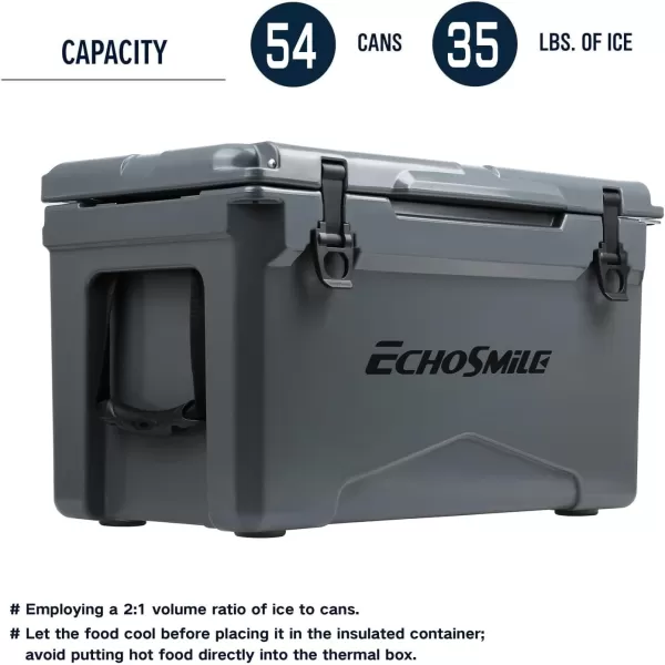 EchoSmile 303540 Quart Rotomolded Cooler 5 Days Protale Ice Cooler Ice Chest Suit for BBQ Camping Pincnic and Other Outdoor ActivitiesGrey