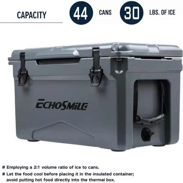 EchoSmile 303540 Quart Rotomolded Cooler 5 Days Protale Ice Cooler Ice Chest Suit for BBQ Camping Pincnic and Other Outdoor ActivitiesGrey