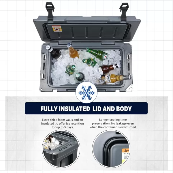 EchoSmile 303540 Quart Rotomolded Cooler 5 Days Protale Ice Cooler Ice Chest Suit for BBQ Camping Pincnic and Other Outdoor ActivitiesGrey