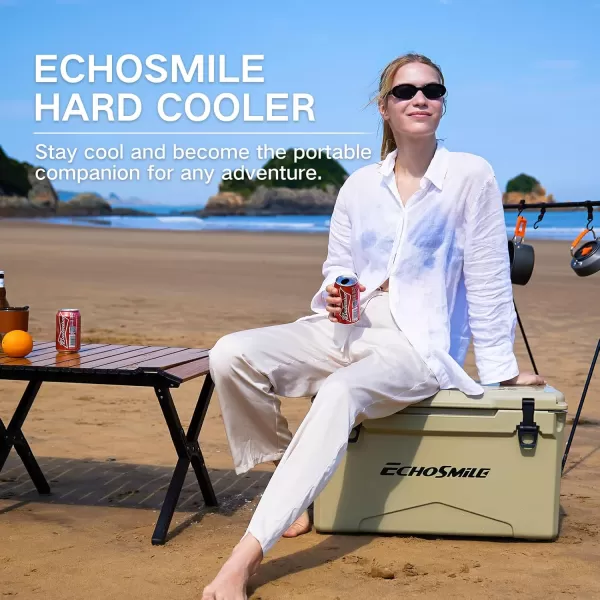 EchoSmile 303540 Quart Rotomolded Cooler 5 Days Protale Ice Cooler Ice Chest Suit for BBQ Camping Pincnic and Other Outdoor ActivitiesKhaki