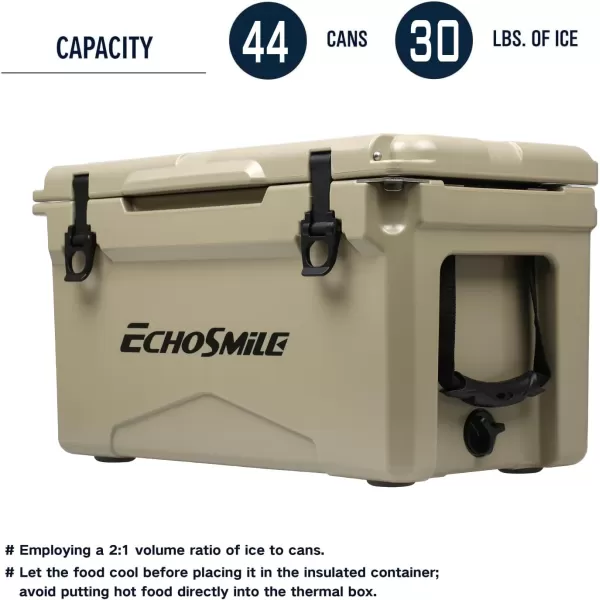 EchoSmile 303540 Quart Rotomolded Cooler 5 Days Protale Ice Cooler Ice Chest Suit for BBQ Camping Pincnic and Other Outdoor ActivitiesKhaki