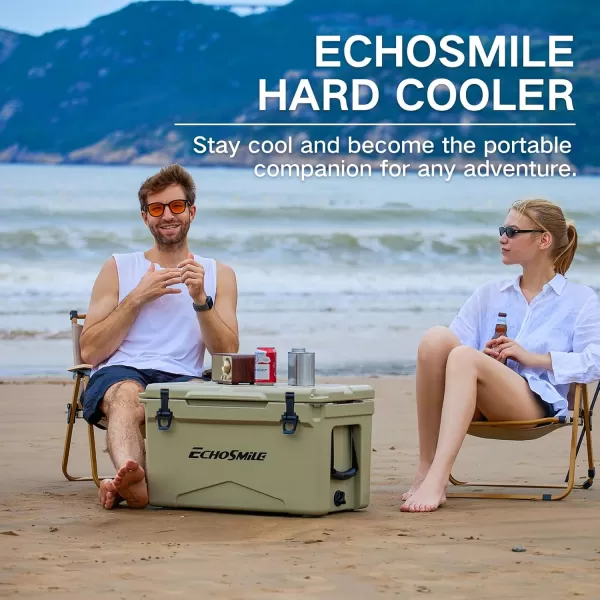 EchoSmile 303540 Quart Rotomolded Cooler 5 Days Protale Ice Cooler Ice Chest Suit for BBQ Camping Pincnic and Other Outdoor ActivitiesKhaki