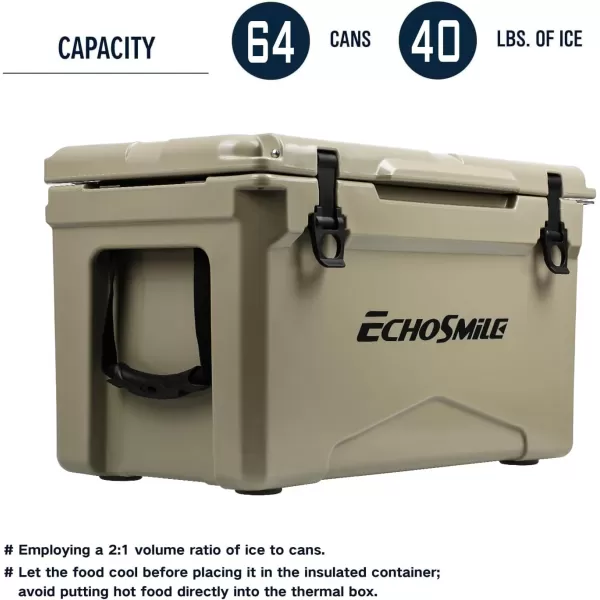 EchoSmile 303540 Quart Rotomolded Cooler 5 Days Protale Ice Cooler Ice Chest Suit for BBQ Camping Pincnic and Other Outdoor ActivitiesKhaki